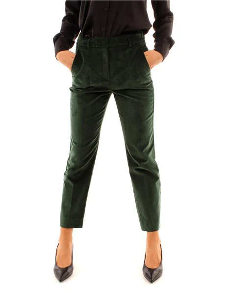 PANTALONI CHINO IN VELLUTO A COSTE DONNA VERDE