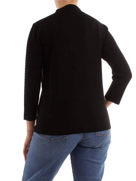 MAGLIA GIROCOLLO CON MANICHE A TRECCIA DONNA NERO