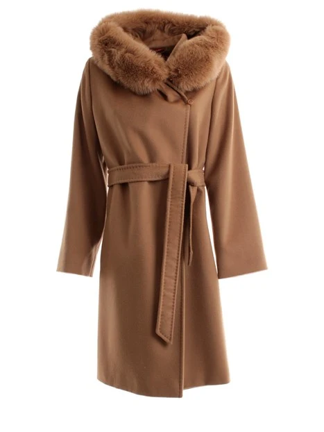 CAPPOTTO LUNGO CON PELLICCIA DONNA BEIGE