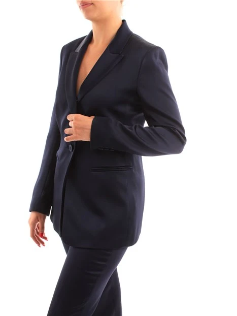 GIACCA BLAZER IN CREPE LUCIDO DONNA BLU