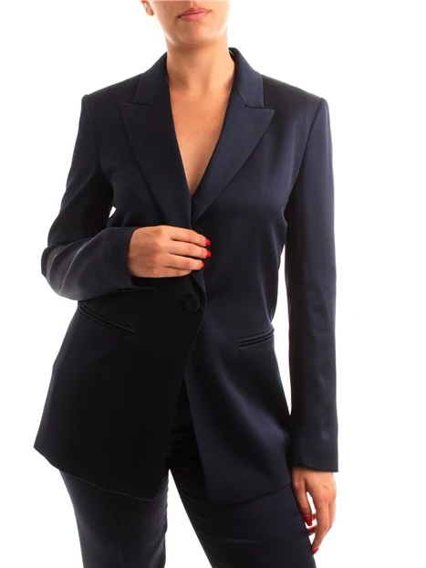 GIACCA BLAZER IN CREPE LUCIDO DONNA BLU