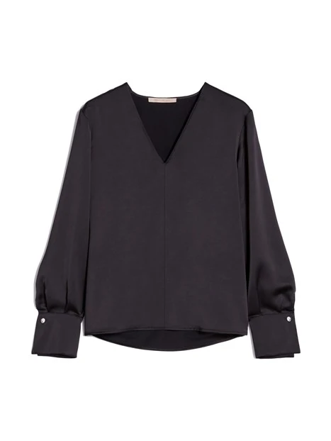 BLUSA IN RASO CON SCOLLO A V DONNA NERO