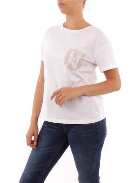 T-SHIRT MANICA CORTA CON TASCHINO LOGATO DONNA BIANCO