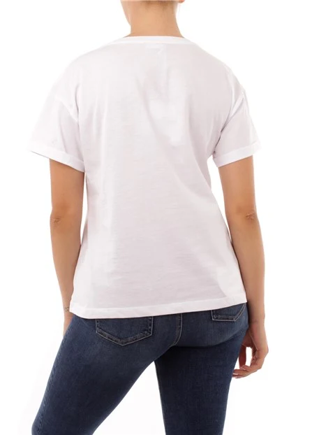 T-SHIRT MANICA CORTA CON TASCHINO LOGATO DONNA BIANCO