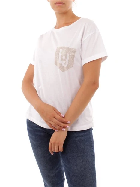 T-SHIRT MANICA CORTA CON TASCHINO LOGATO DONNA BIANCO