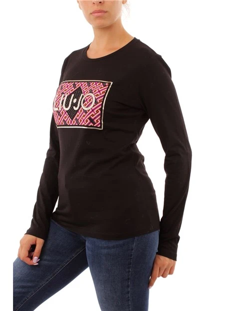 T-SHIRT MANICA LUNGA CON LOGO DONNA NERO