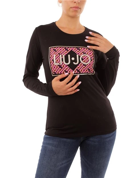 T-SHIRT MANICA LUNGA CON LOGO DONNA NERO