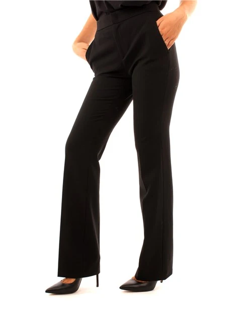 PANTALONI PALAZZO IN MISTO LANA DONNA NERO