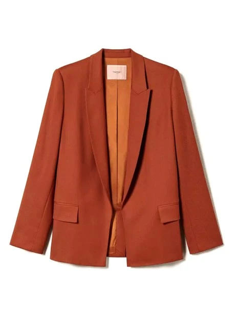 GIACCA BLAZER DRITTA IN SAIA DONNA MARRONE