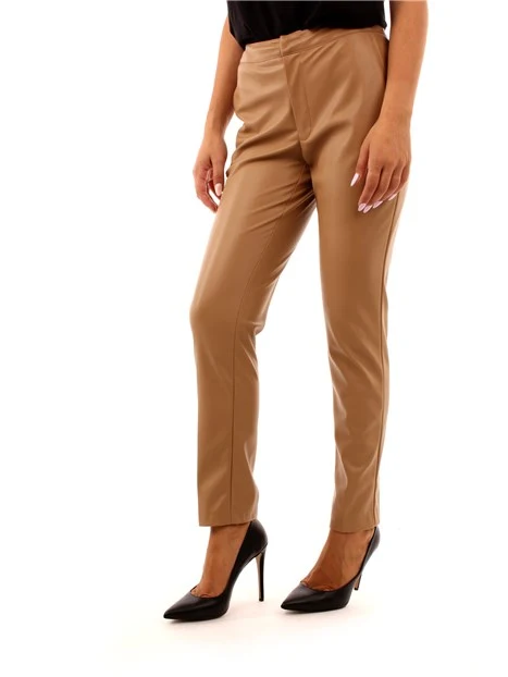 PANTALONI A SIGARETTA IN ECOPELLE DONNA BEIGE