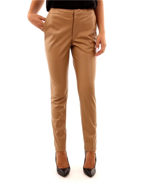 PANTALONI A SIGARETTA IN ECOPELLE DONNA BEIGE