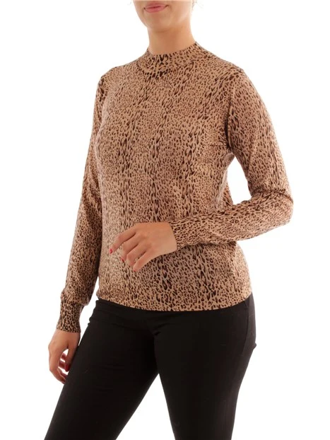 MAGLIA DOLCEVITA FANTASIA ANIMALIER DONNA MARRONE