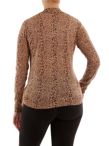 MAGLIA DOLCEVITA FANTASIA ANIMALIER DONNA MARRONE