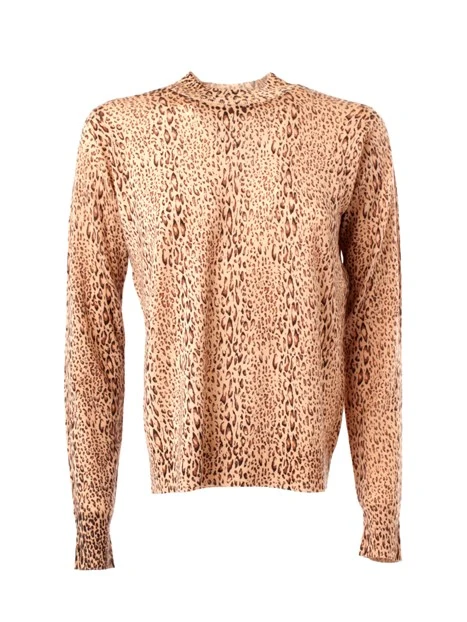 MAGLIA DOLCEVITA FANTASIA ANIMALIER DONNA MARRONE