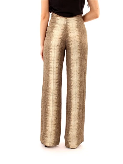 PANTALONI PALAZZO A FANTASIA ANIMALIER DONNA BEIGE