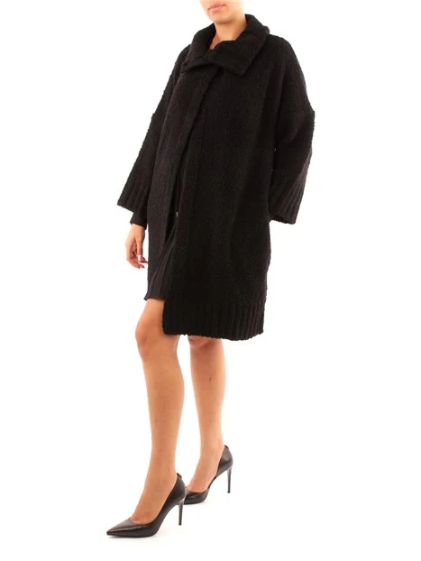 CAPPOTTO LUNGO CON BOTTONI NASCOSTI DONNA NERO