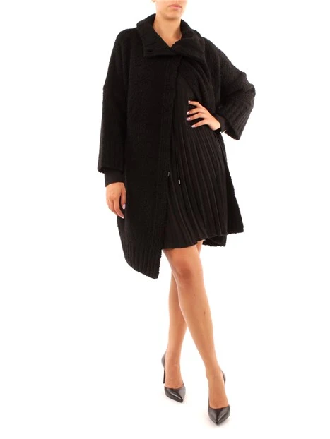 CAPPOTTO LUNGO CON BOTTONI NASCOSTI DONNA NERO