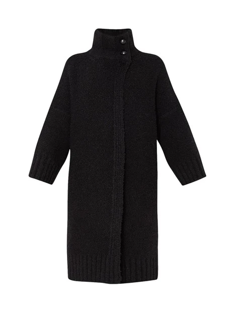 CAPPOTTO LUNGO CON BOTTONI NASCOSTI DONNA NERO