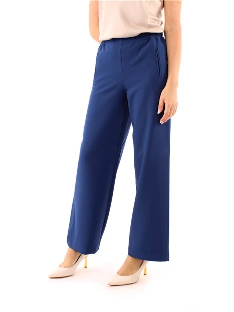 PANTALONI PALAZZO CON VITA ELASTICA DONNA BLU