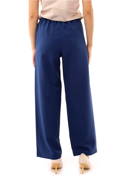 PANTALONI PALAZZO CON VITA ELASTICA DONNA BLU