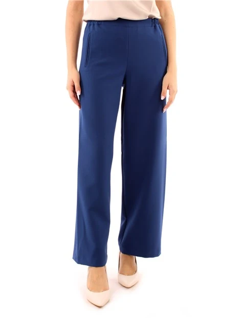 PANTALONI PALAZZO CON VITA ELASTICA DONNA BLU