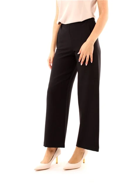 PANTALONI PALAZZO CON VITA ELASTICA DONNA NERO