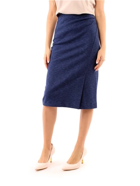 GONNA LUNGA CON SPACCO IN MISTO COTONE DONNA BLU