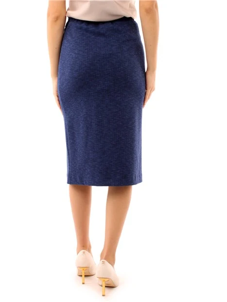 GONNA LUNGA CON SPACCO IN MISTO COTONE DONNA BLU