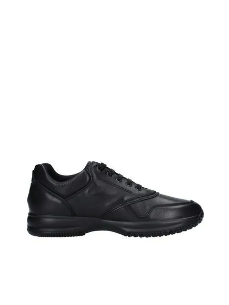 SNEAKERS IN PELLE CON LACCI UOMO NERO