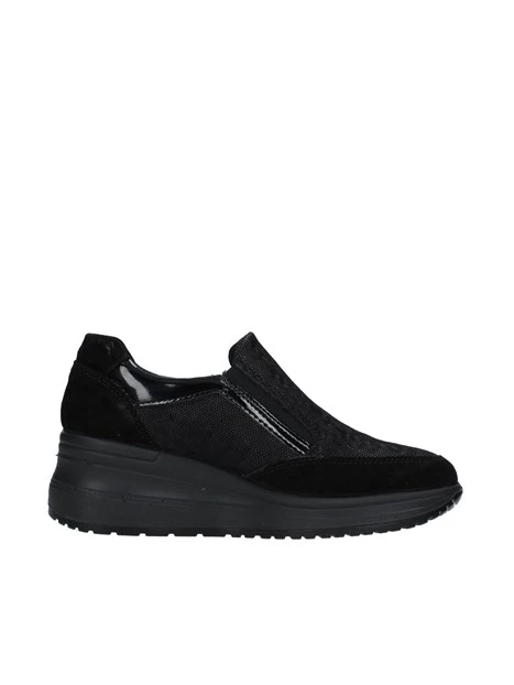 SNEAKERS SLIP ON CON ZEPPA E INSERTI IN CAMOSCIO DONNA NERO