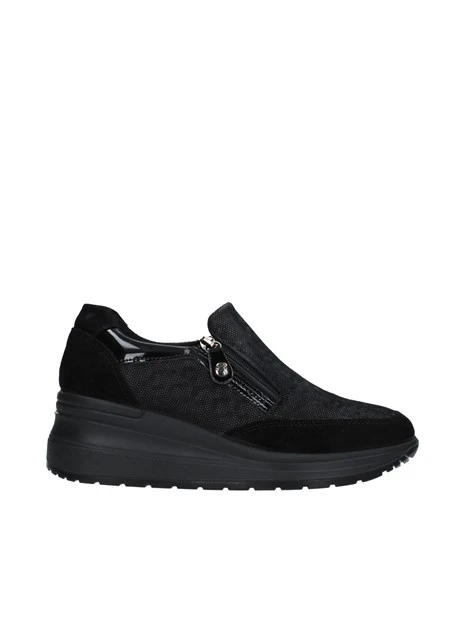 SNEAKERS SLIP ON CON ZEPPA E INSERTI IN CAMOSCIO DONNA NERO