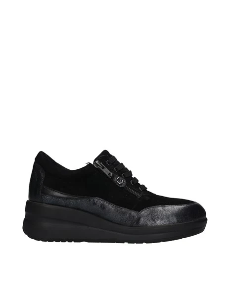 SNEAKERS SCAMOSCIATE CON ZIP E LACCI DONNA NERO