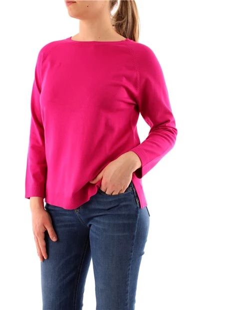 MAGLIA GIROCOLLO IN FILATO DONNA FUCSIA