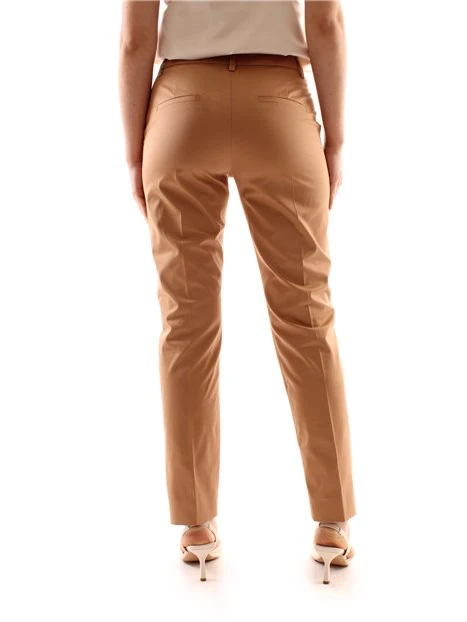 PANTALONI A SIGARETTA IN GABARDINE DI COTONE DONNA BEIGE