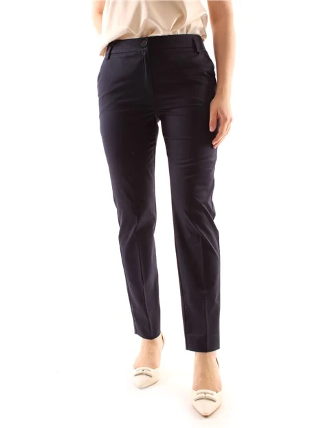 PANTALONI A SIGARETTA IN GABARDINE DI COTONE DONNA BLU NOTTE