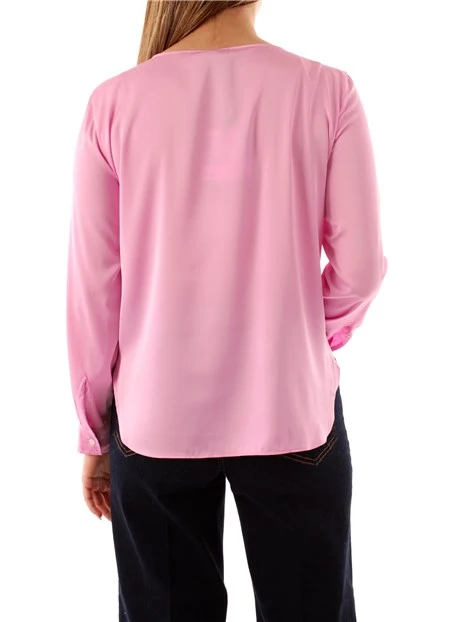 BLUSA GIROCOLLO  IN RASO DONNA ROSA PASTELLO