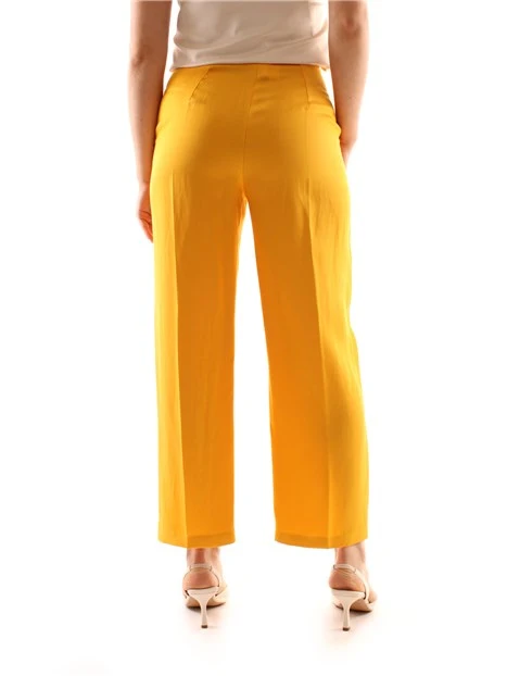 PANTALONI A SIGARETTA IN MISTO LINO DONNA GIALLO