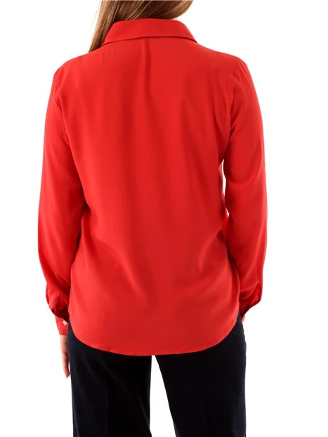 CAMICIA IN CREPE DI MISTO SETA DONNA ROSSO CORALLO