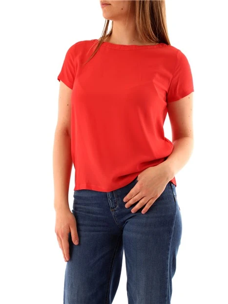 BLUSA IN CREPE CON SCOLLO A BARCA DONNA ROSSO CORALLO