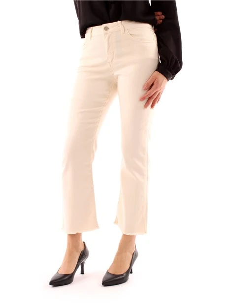 PANTALONI CROPPED A ZAMPA DONNA BIANCO