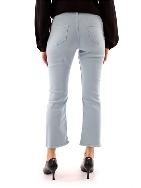 PANTALONI CROPPED A ZAMPA DONNA AZZURRO