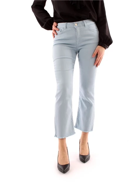 PANTALONI CROPPED A ZAMPA DONNA AZZURRO