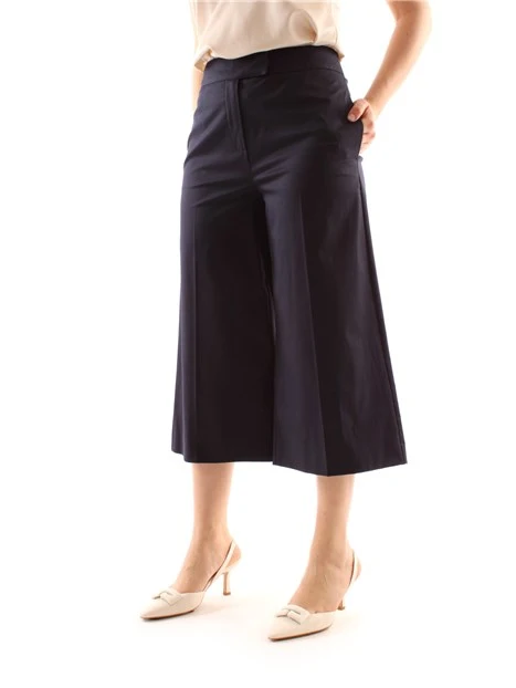 PANTALONI CROPPED IN COTONE DONNA BLU NOTTE