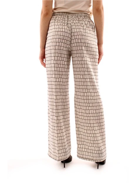 PANTALONI PALAZZO A FANTASIA GEOMETRICA DONNA BEIGE