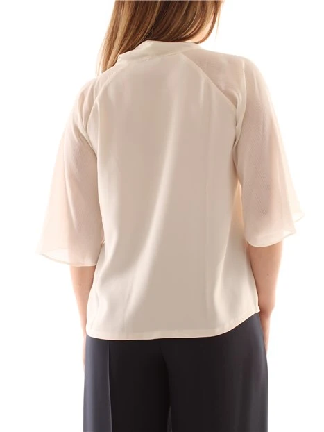 BLUSA IN ENVER SATIN CON FIOCCO DONNA BIANCO BURRO