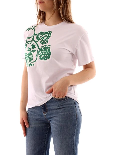 T-SHIRT MANICA CORTA CON FIORI DONNA VERDE