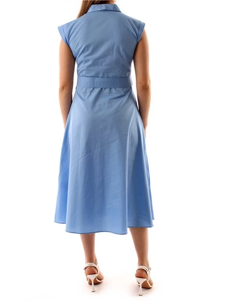 VESTITO CHEMISIER PURO COTONE DONNA AZZURRO