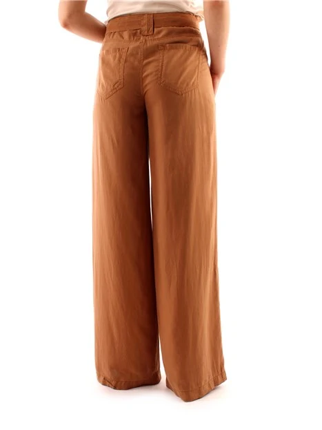 PANTALONI PALAZZO CON TASCHE AMPIE DONNA CUOIO