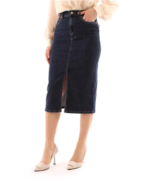 GONNA LUNGA DI JEANS IN DENIM CON SPACCO DONNA BLU