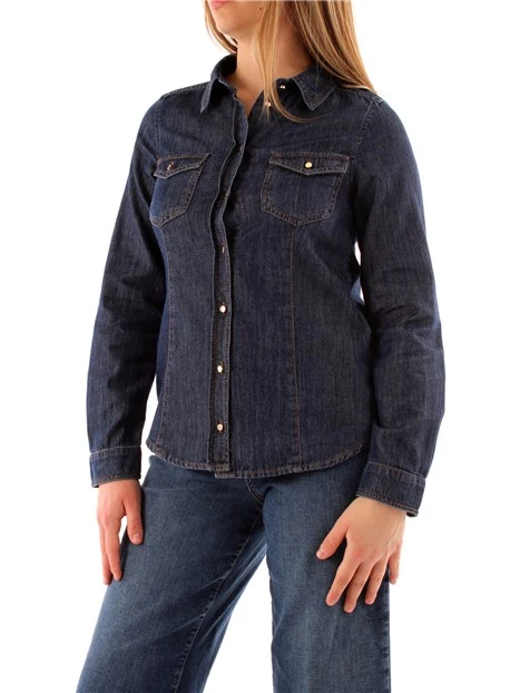 CAMICIA IN DENIM DI COTONE DONNA BLU